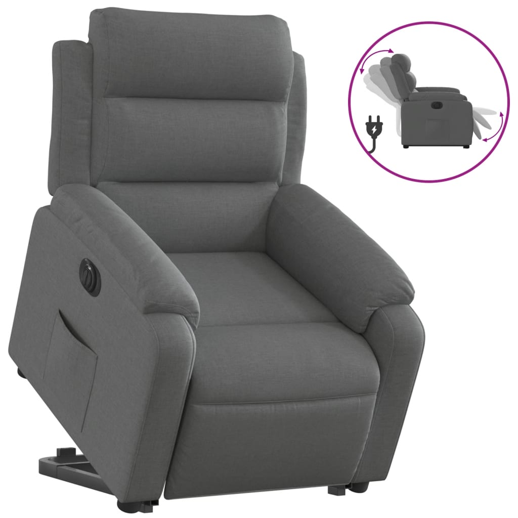 Electric Stand up Recliner Chair Dark Grey Fabric