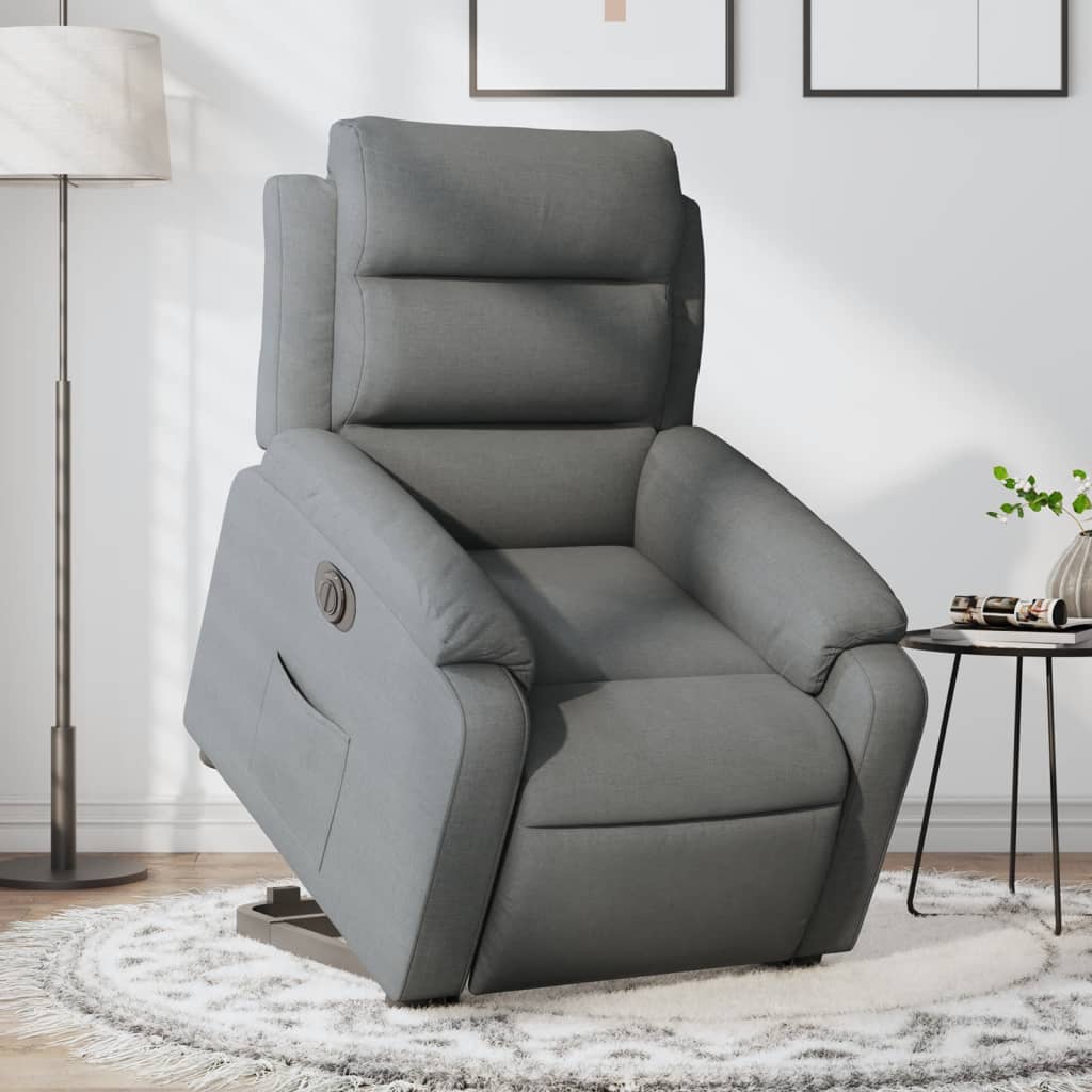 Electric Stand up Recliner Chair Dark Grey Fabric