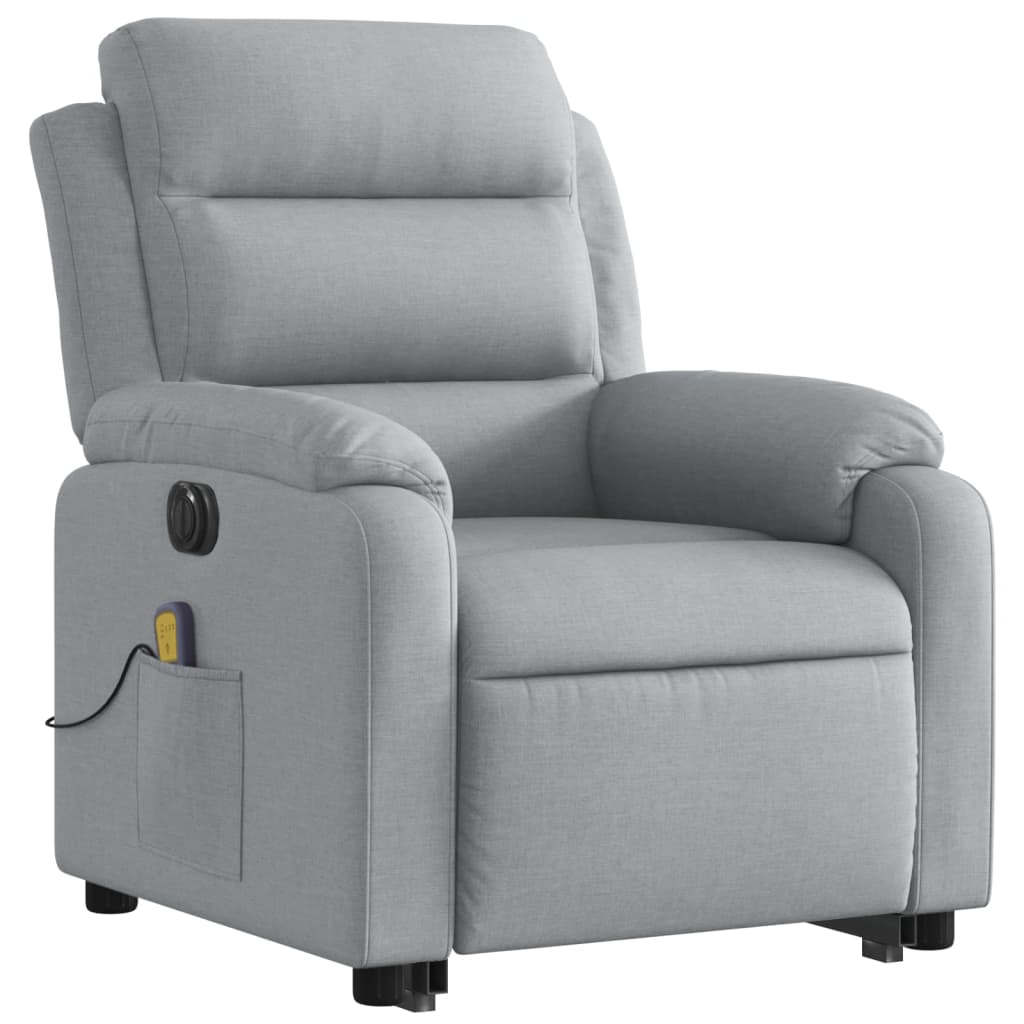 Electric Stand up Massage Recliner Chair Light Grey Fabric