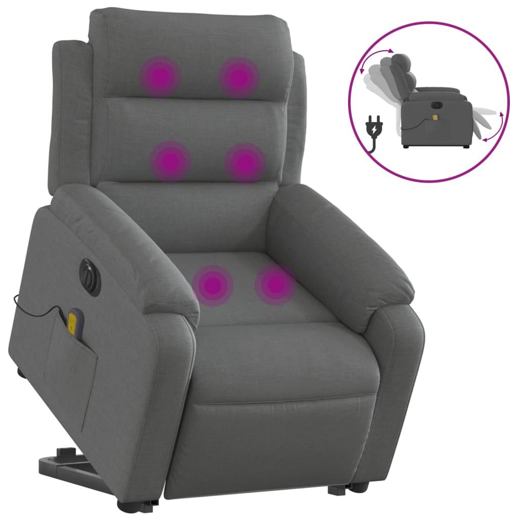 Electric Stand up Massage Recliner Chair Dark Grey Fabric