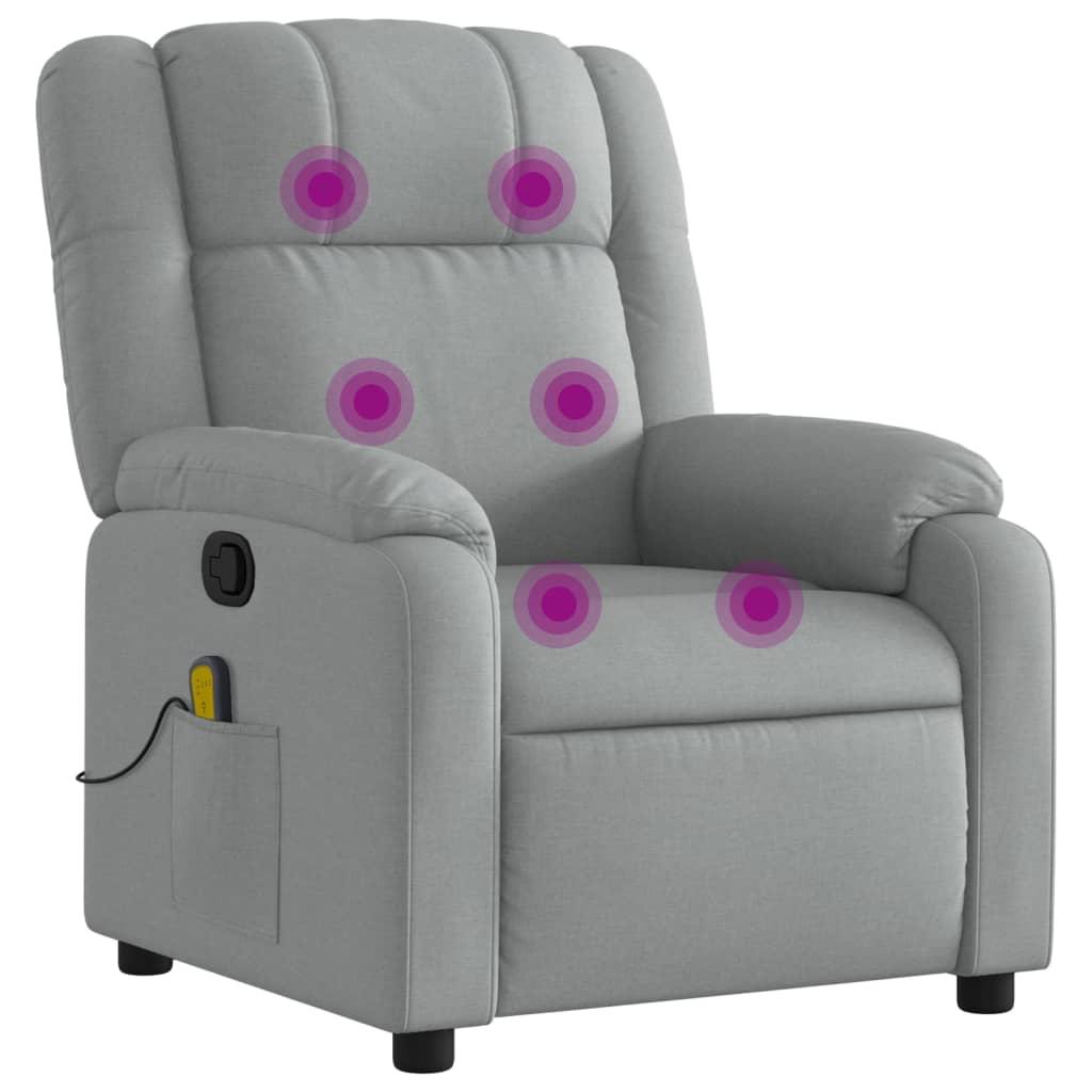 Massage Recliner Chair Light Grey Fabric