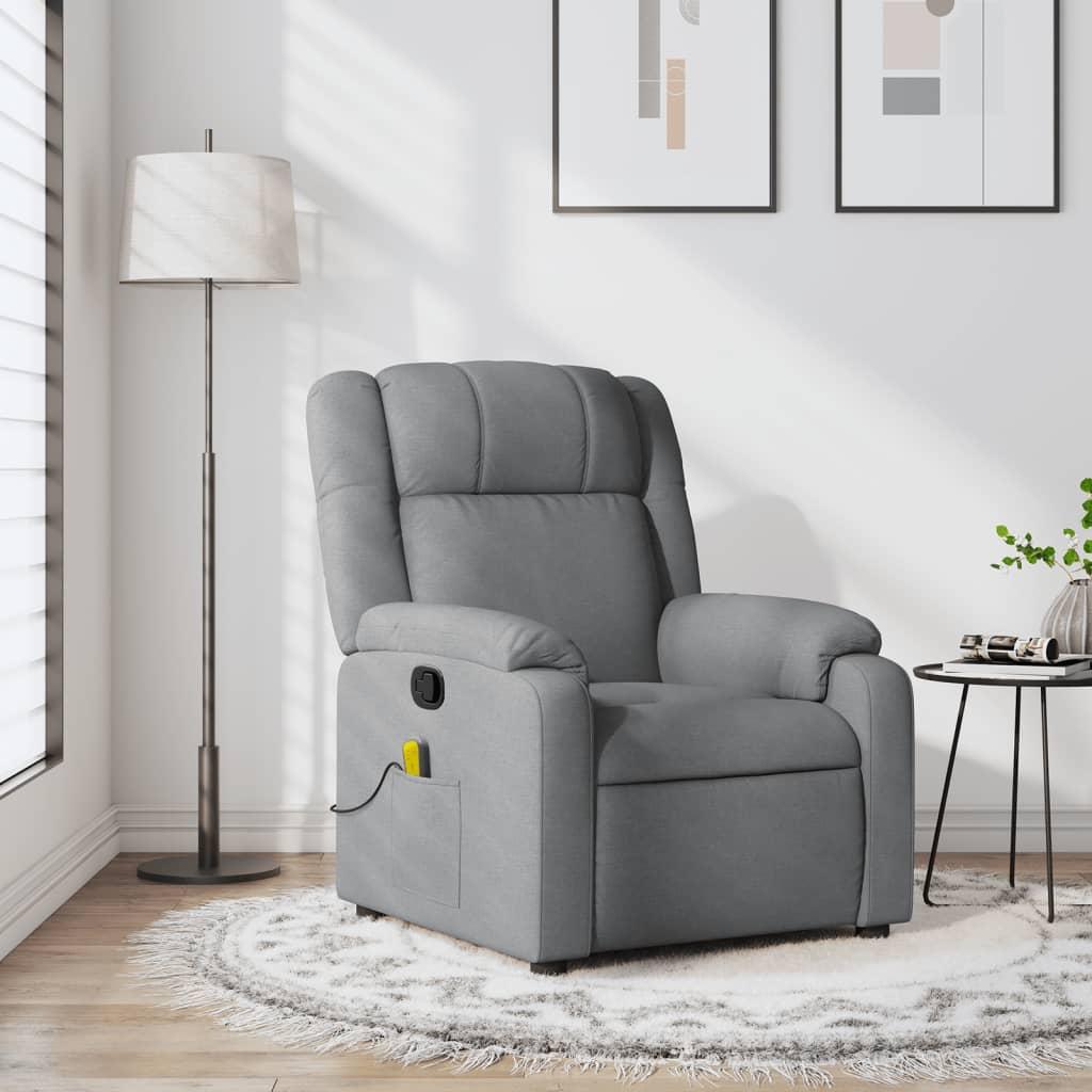 Massage Recliner Chair Light Grey Fabric