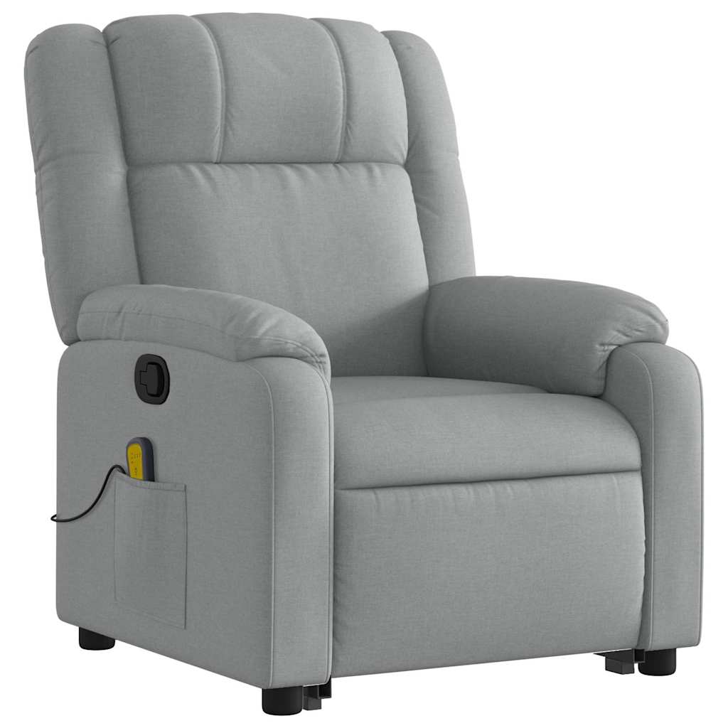 Stand up Massage Recliner Chair Light Grey Fabric