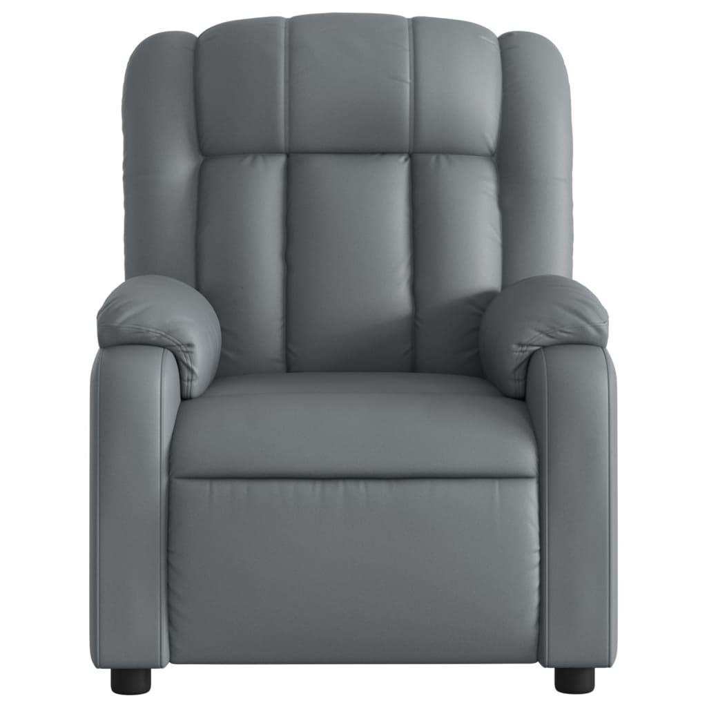 Massage Recliner Chair Grey Faux Leather