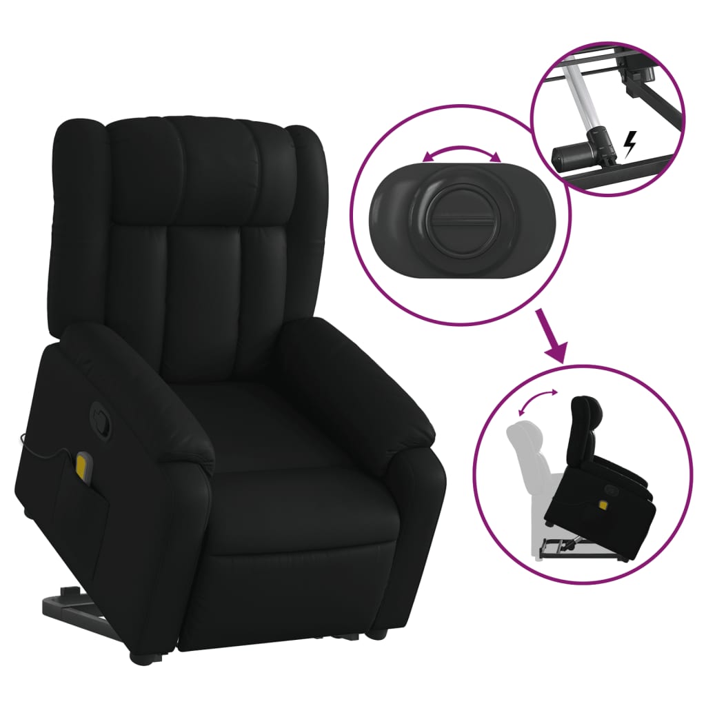 Electric Massage Recliner Chair Black Faux Leather
