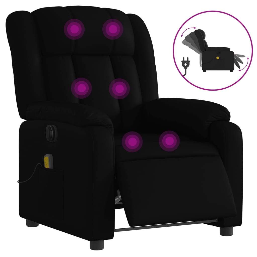 Stand up Massage Recliner Chair Black Faux Leather