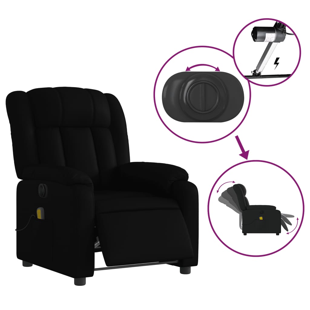 Stand up Massage Recliner Chair Black Faux Leather