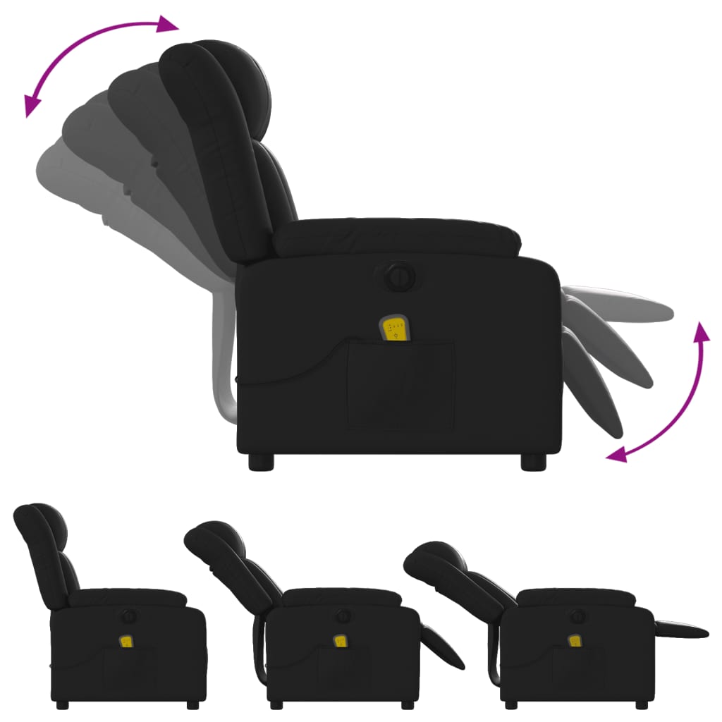 Stand up Massage Recliner Chair Black Faux Leather