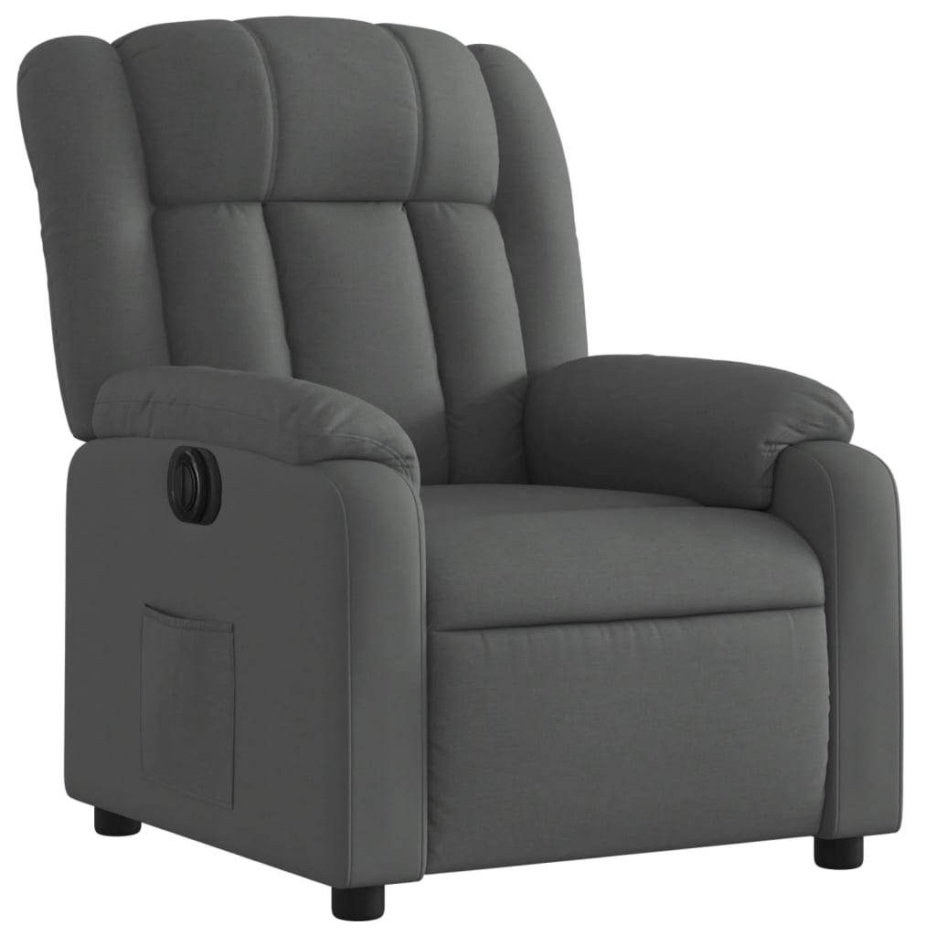 Electric Recliner Chair Dark Grey Fabric