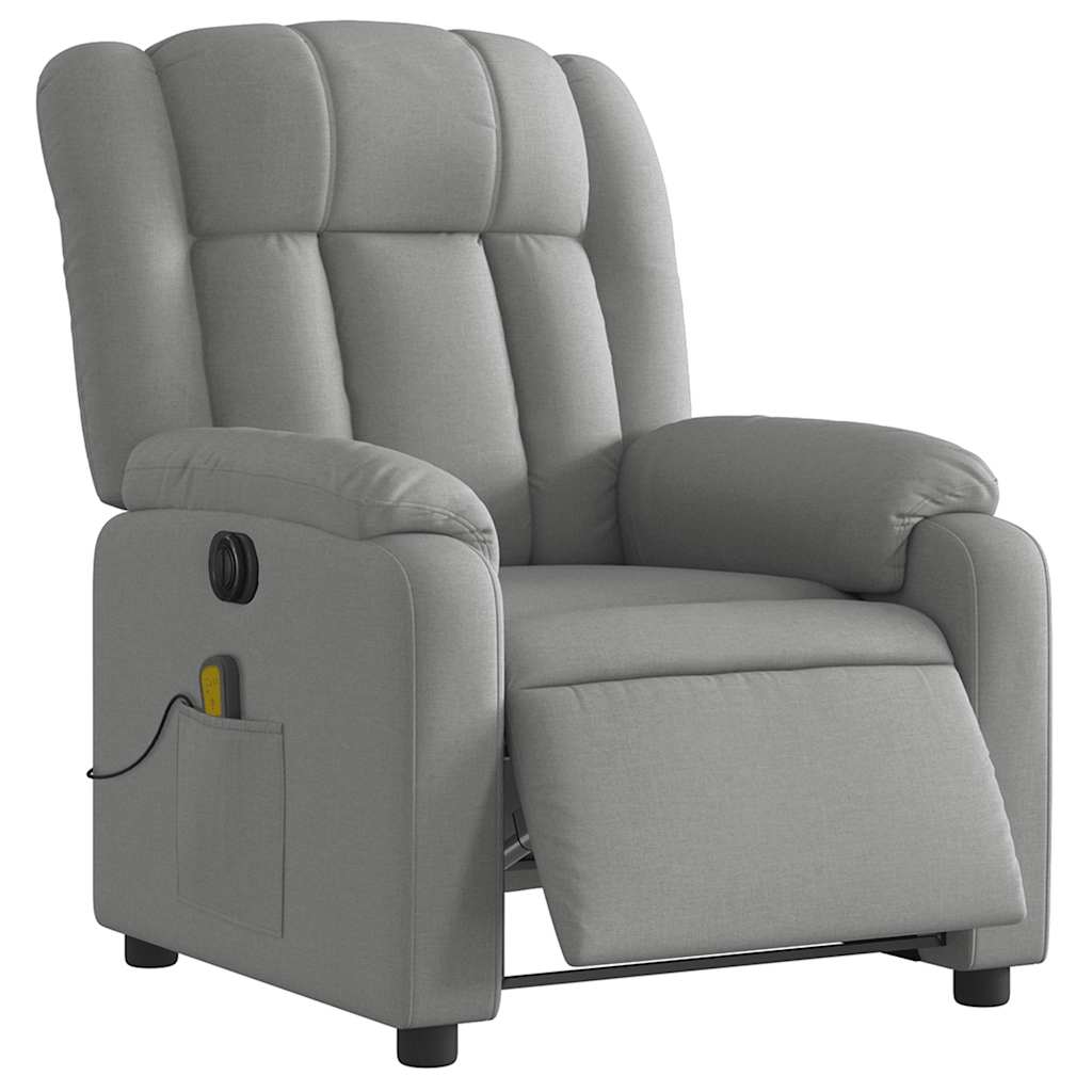 Electric Massage Recliner Chair Light Grey Fabric