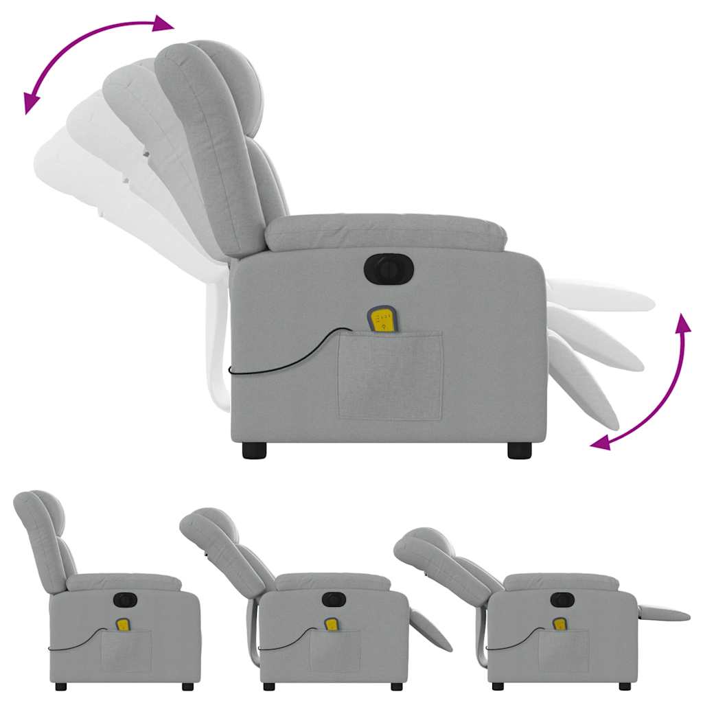 Electric Massage Recliner Chair Light Grey Fabric