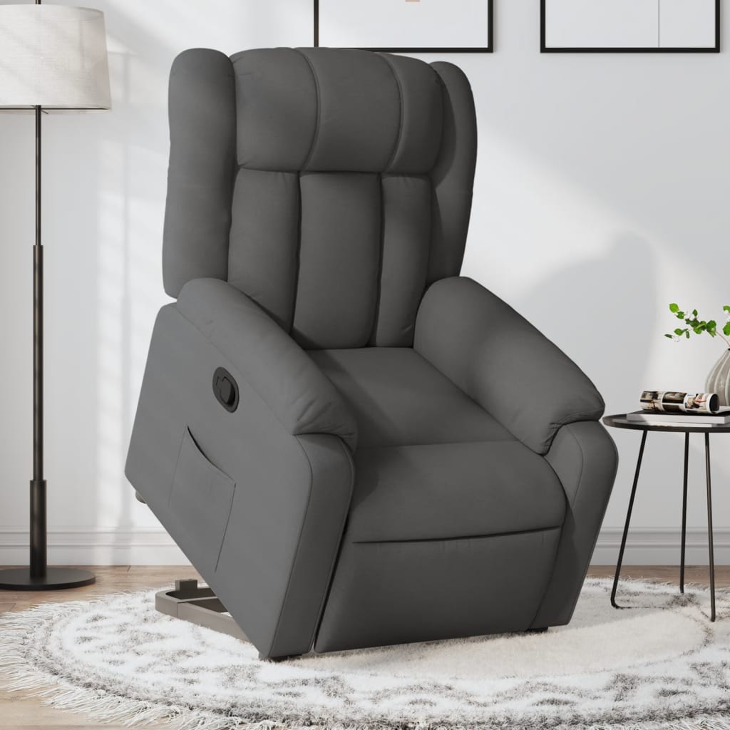 Stand up Recliner Chair Dark Grey Fabric