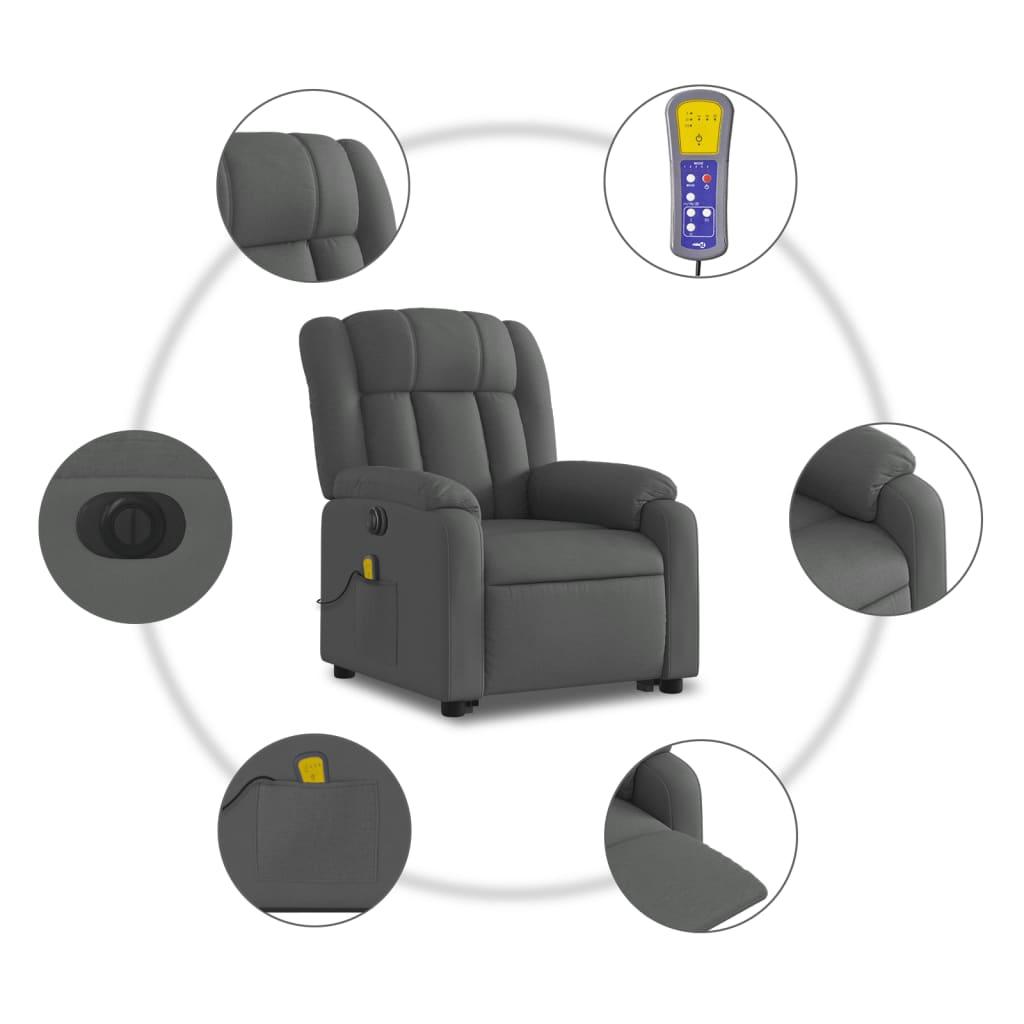 Electric Stand up Massage Recliner Chair Dark Grey Fabric
