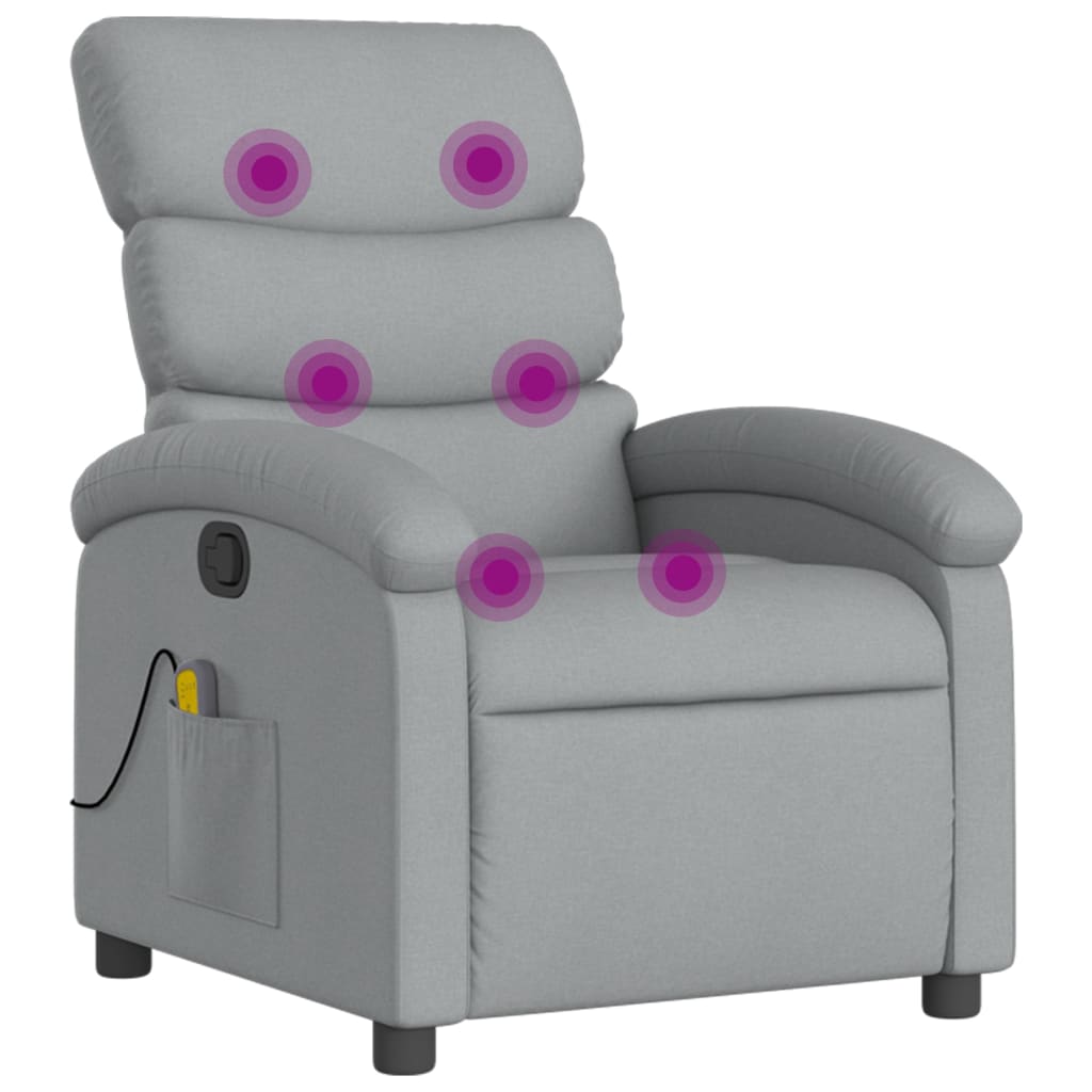 Massage Recliner Chair Light Grey Fabric