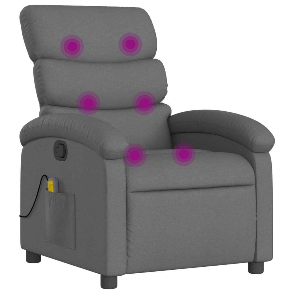 Massage Recliner Chair Dark Grey Fabric