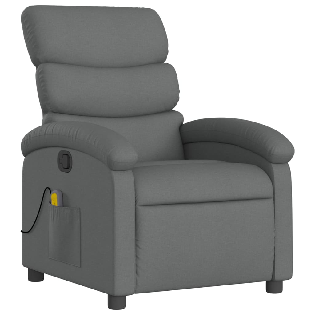 Massage Recliner Chair Dark Grey Fabric