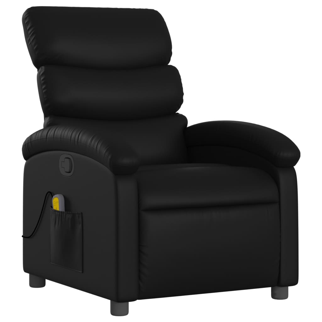 Massage Recliner Chair Black Faux Leather