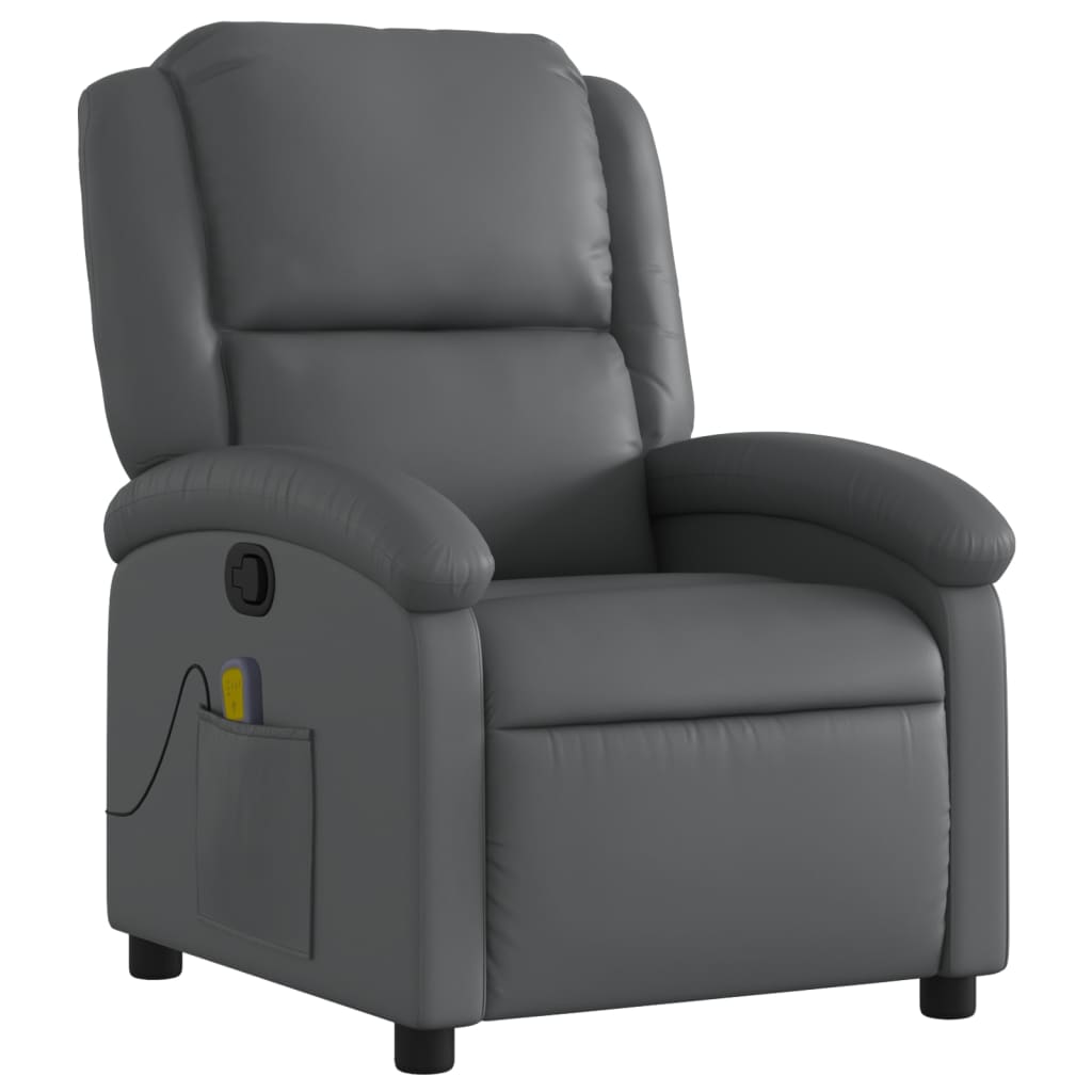 Massage Recliner Chair Grey Faux Leather