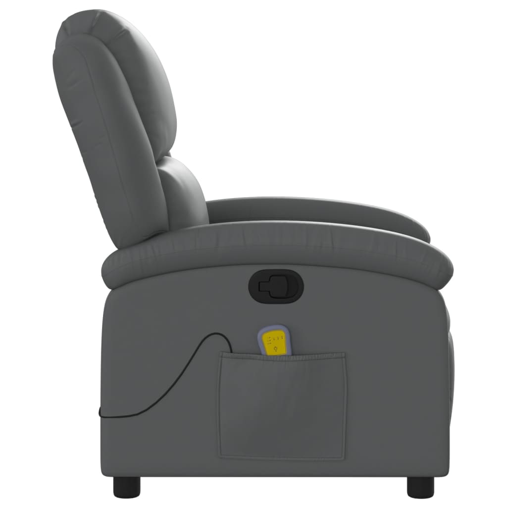 Massage Recliner Chair Grey Faux Leather