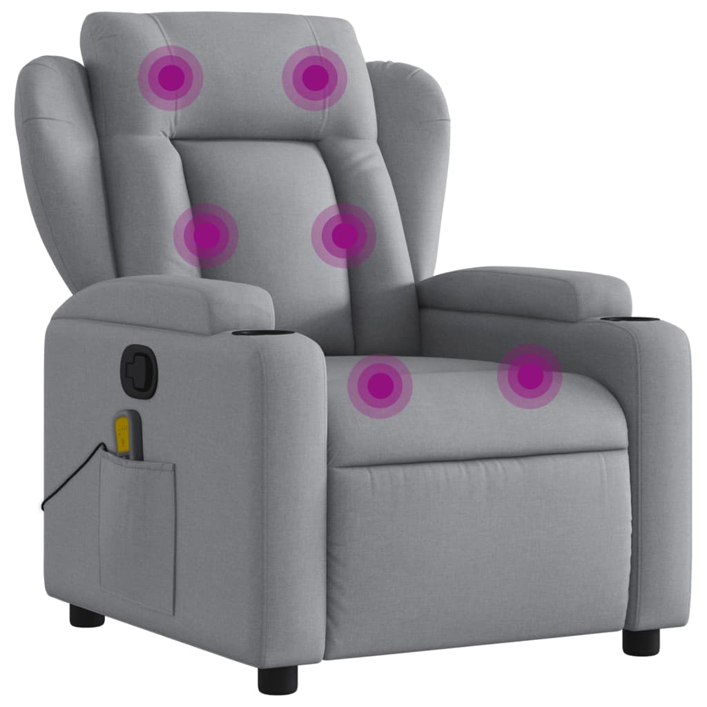 Massage Recliner Chair Light Grey Fabric