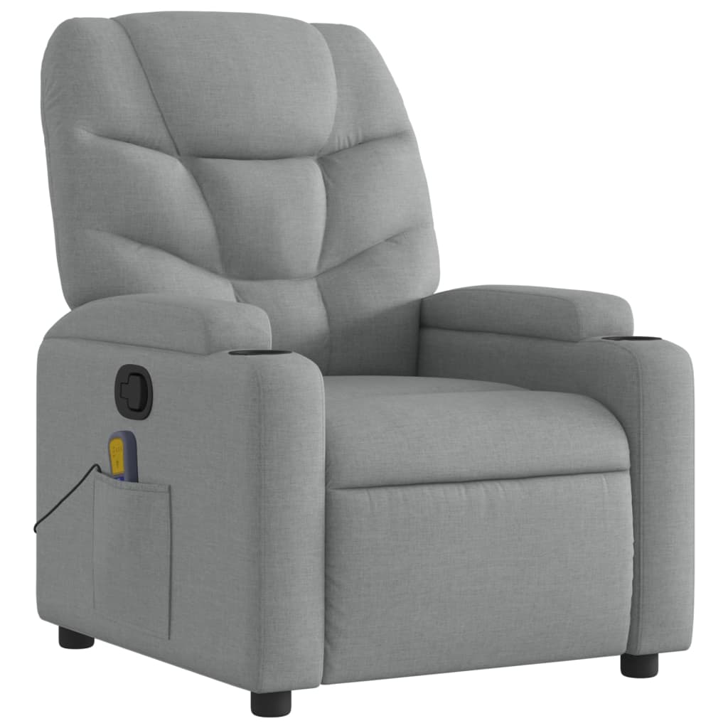 Massage Recliner Chair Light Grey Fabric