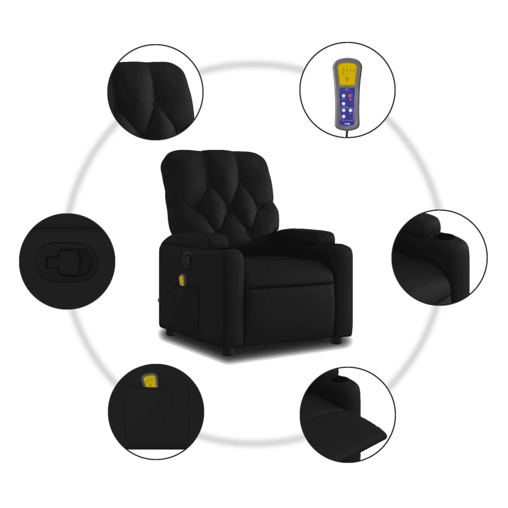 Massage Recliner Chair Black Faux Leather