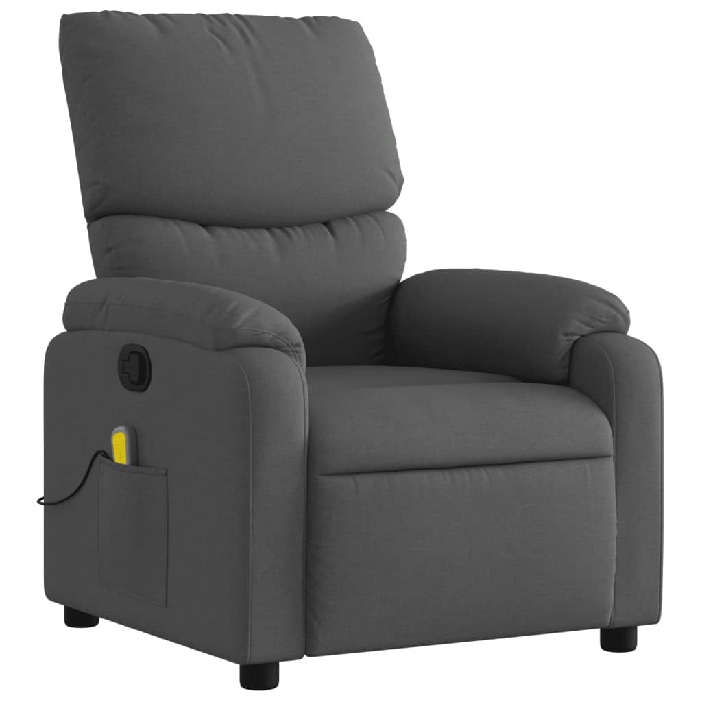 Massage Recliner Chair Dark Grey Fabric