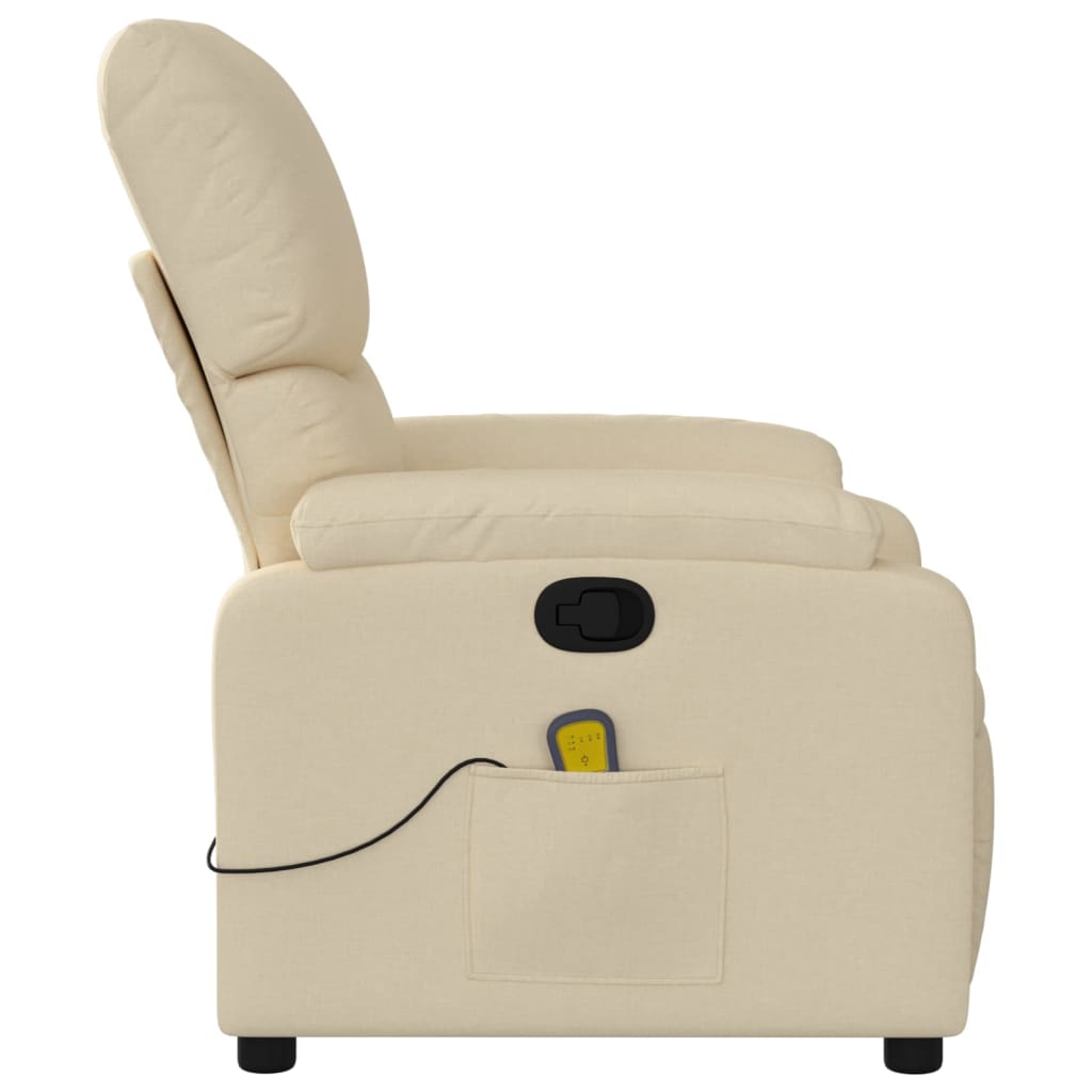 Massage Recliner Chair Cream Fabric