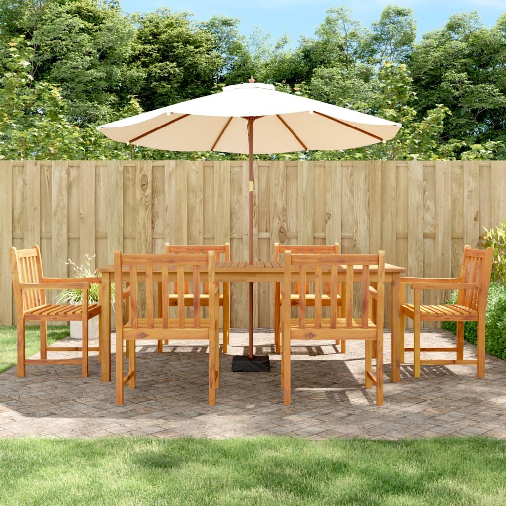 7 Piece Garden Dining Set Solid Wood Acacia