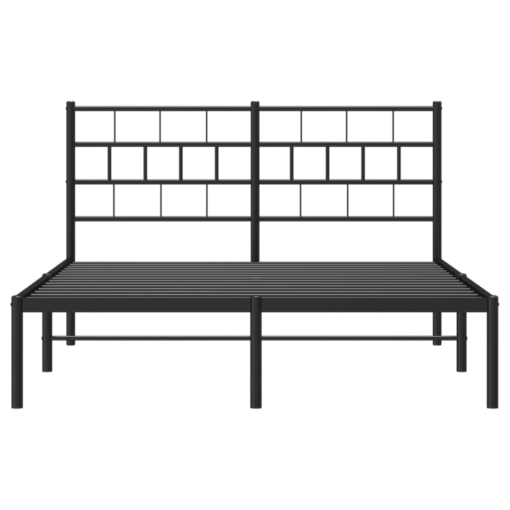 Metal Bed Frame without Mattress with Headboard Black 135x190 cm