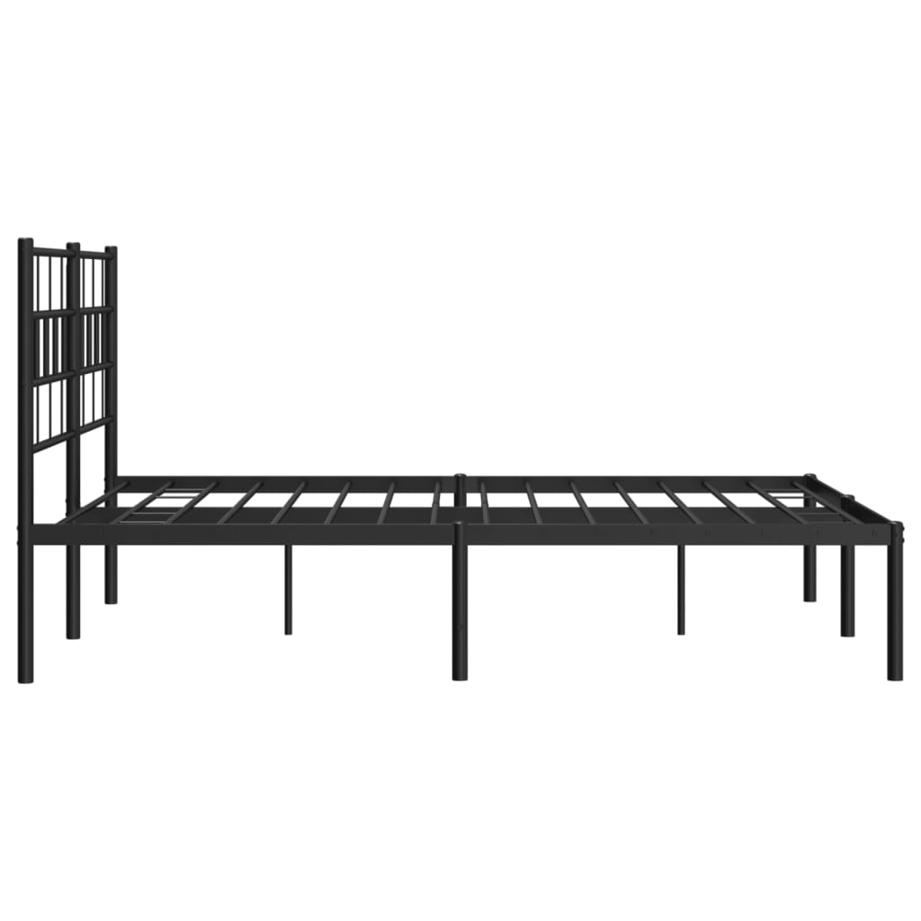 Metal Bed Frame without Mattress with Headboard Black 135x190 cm