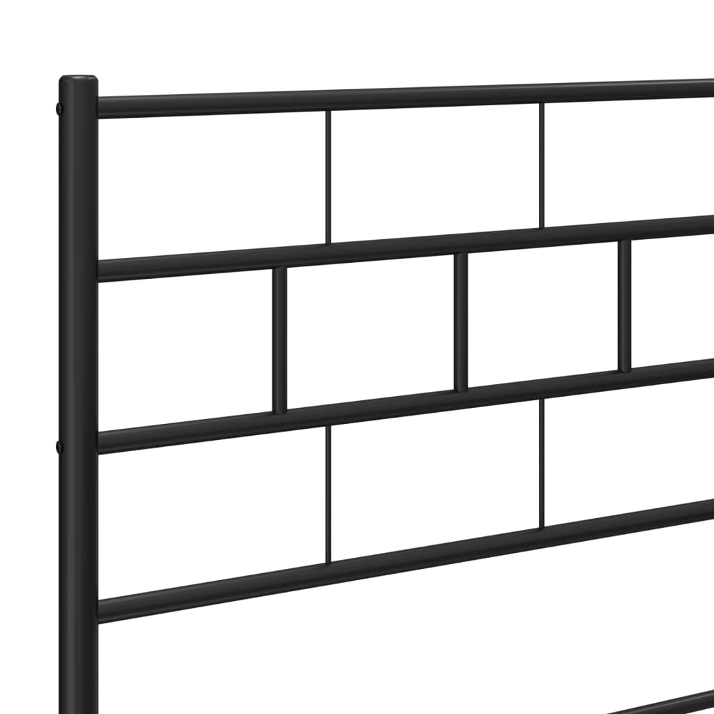 Metal Bed Frame without Mattress with Headboard Black 135x190 cm