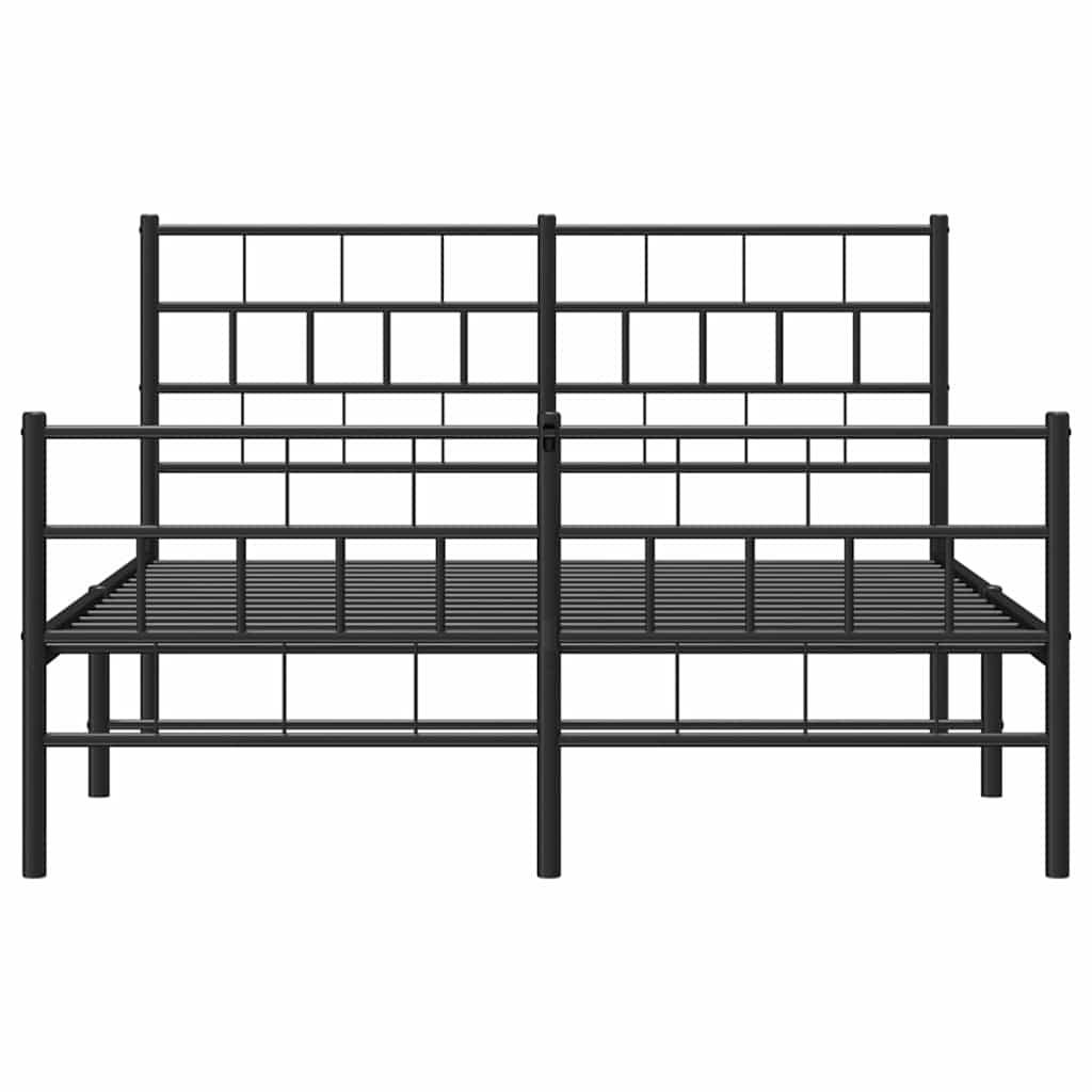 Metal Bed Frame without Mattress with Footboard Black 135x190 cm