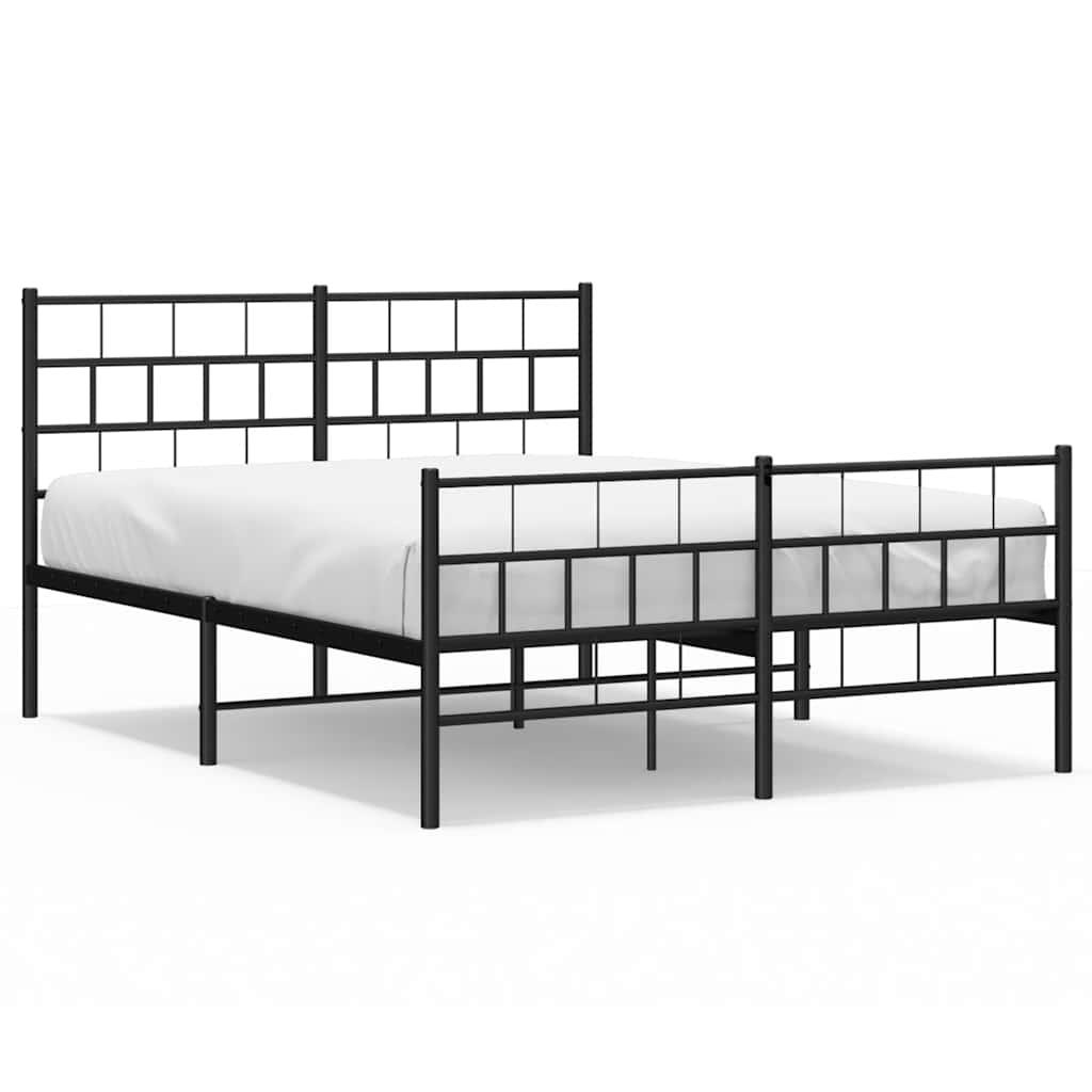 Metal Bed Frame without Mattress with Footboard Black 150x200 cm