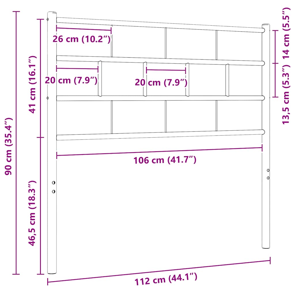 Metal Replace Headboard Black 107 cm