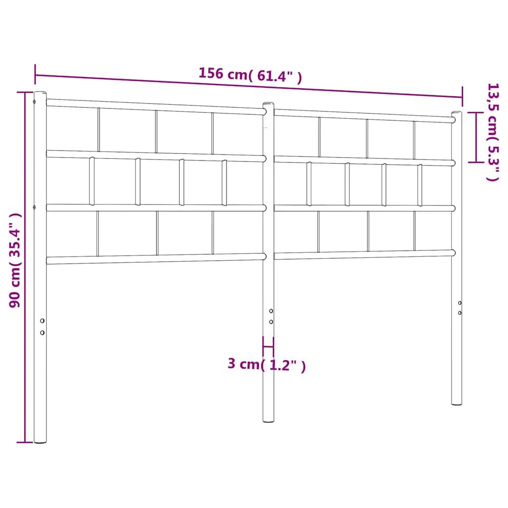 Metal Replace Headboard Black 150 cm