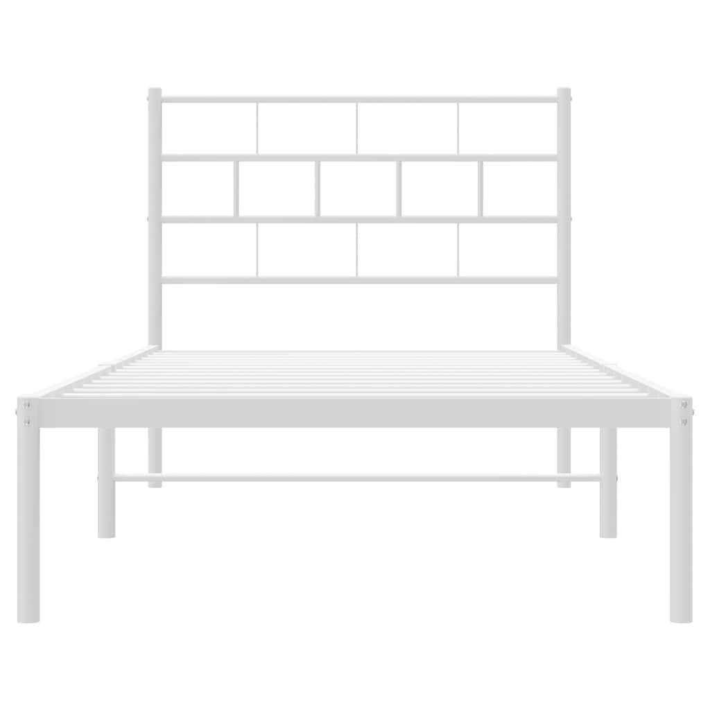 Metal Bed Frame without Mattress with Headboard White 107x203 cm King Single