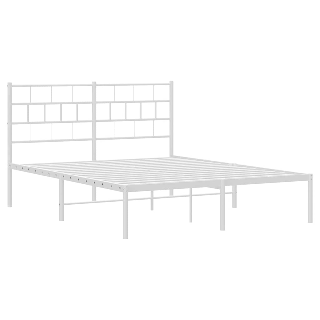 Metal Bed Frame without Mattress with Headboard White 135x190 cm