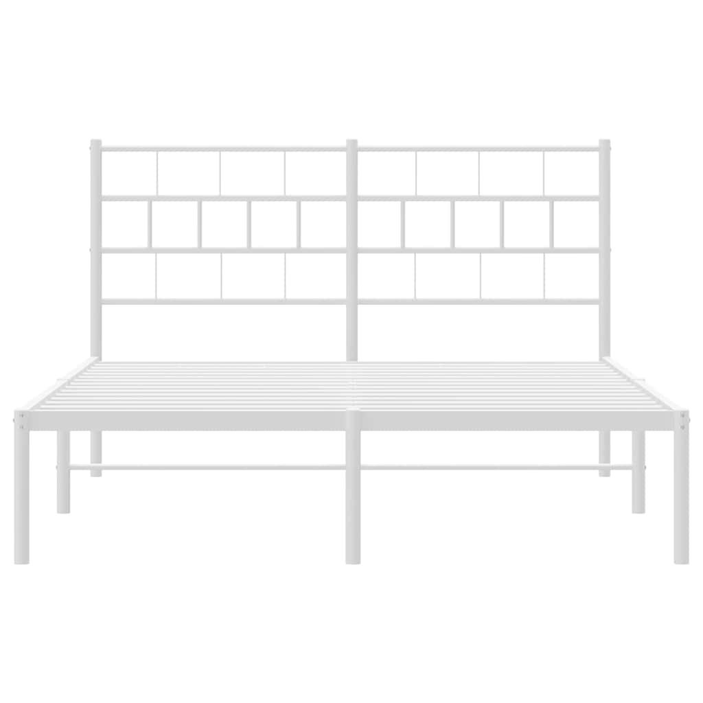 Metal Bed Frame without Mattress with Headboard White 135x190 cm