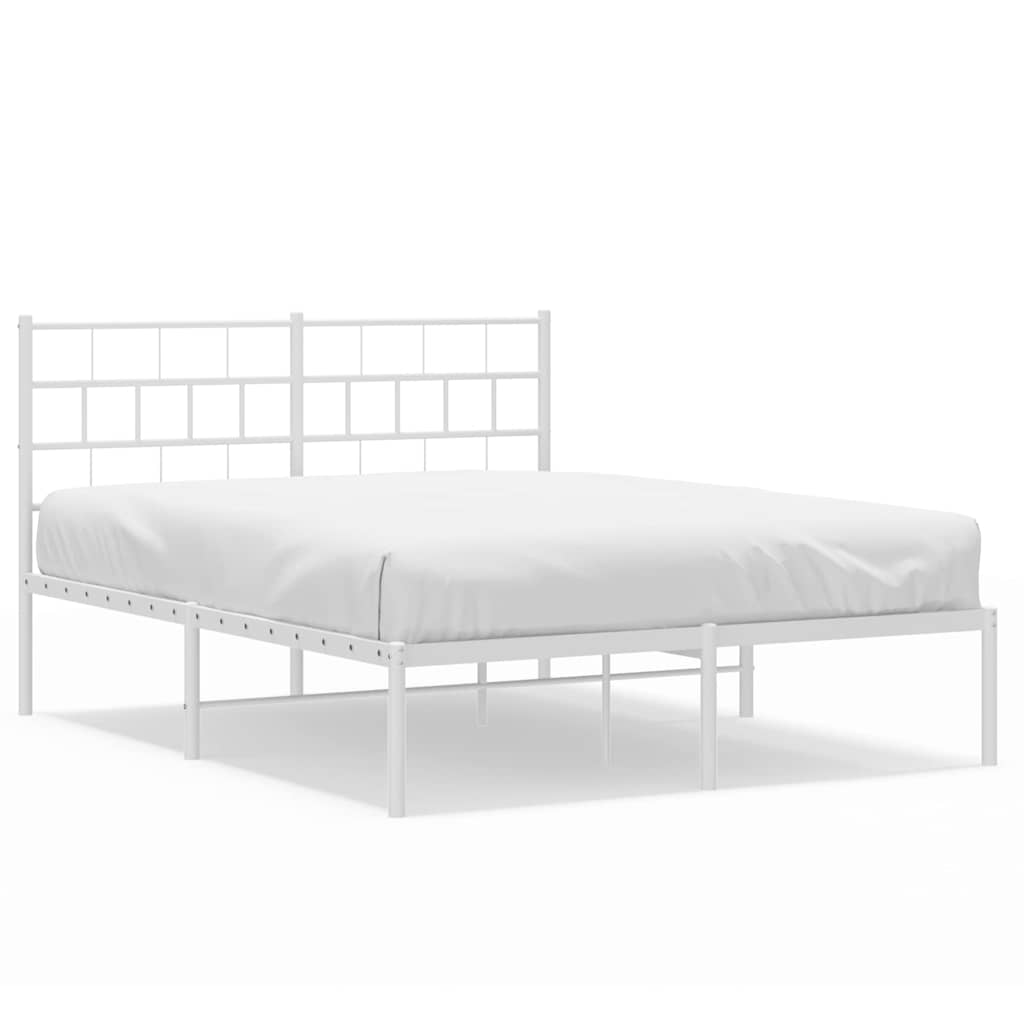 Metal Bed Frame without Mattress with Headboard White 150x200 cm