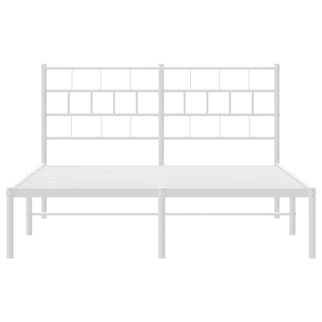 Metal Bed Frame without Mattress with Headboard White 150x200 cm