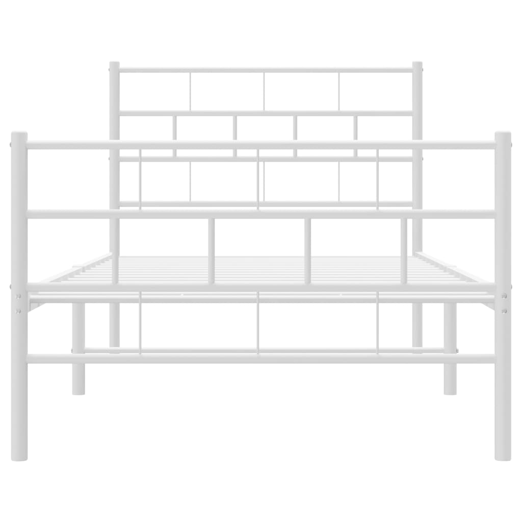 Metal Bed Frame without Mattress with Footboard White 90x190 cm