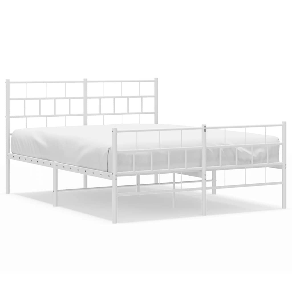 Metal Bed Frame without Mattress with Footboard White 135x190 cm