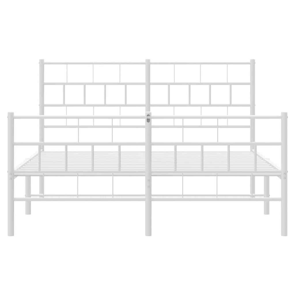 Metal Bed Frame without Mattress with Footboard White 135x190 cm