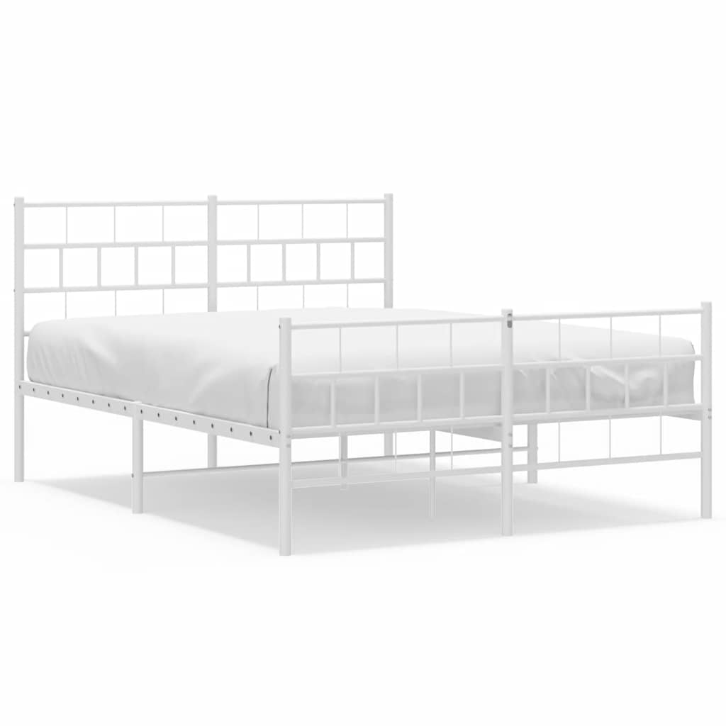 Metal Bed Frame without Mattress with Footboard White 150x200 cm