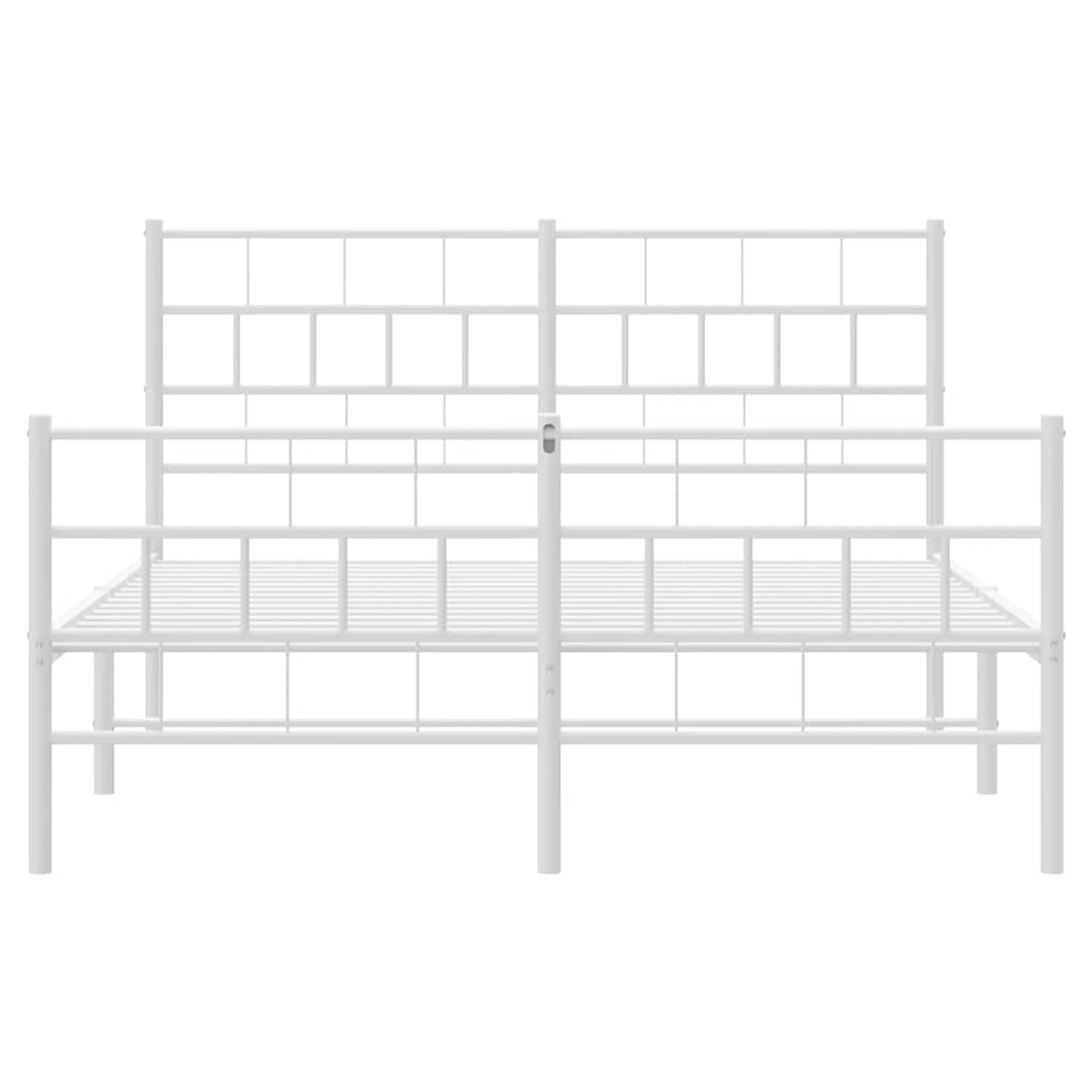 Metal Bed Frame without Mattress with Footboard White 150x200 cm