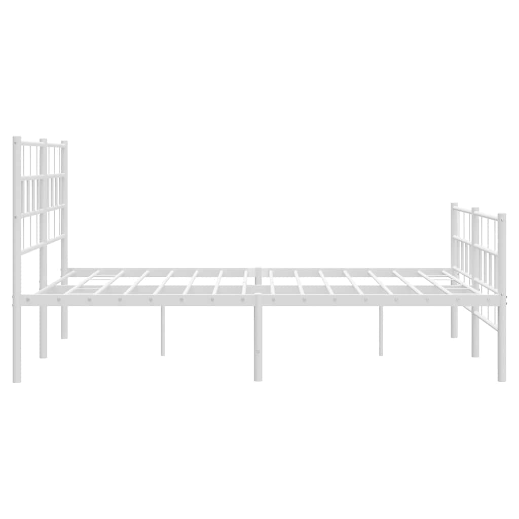 Metal Bed Frame without Mattress with Footboard White 150x200 cm