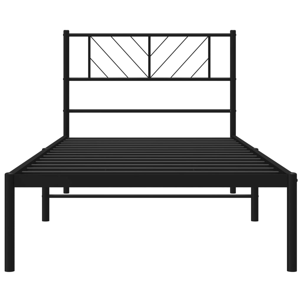 Metal Bed Frame without Mattress with Headboard Black 90x190 cm
