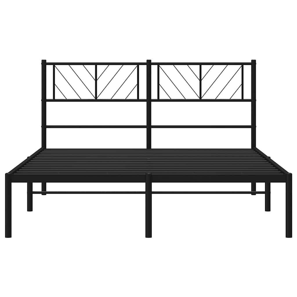 Metal Bed Frame without Mattress with Headboard Black 150x200 cm