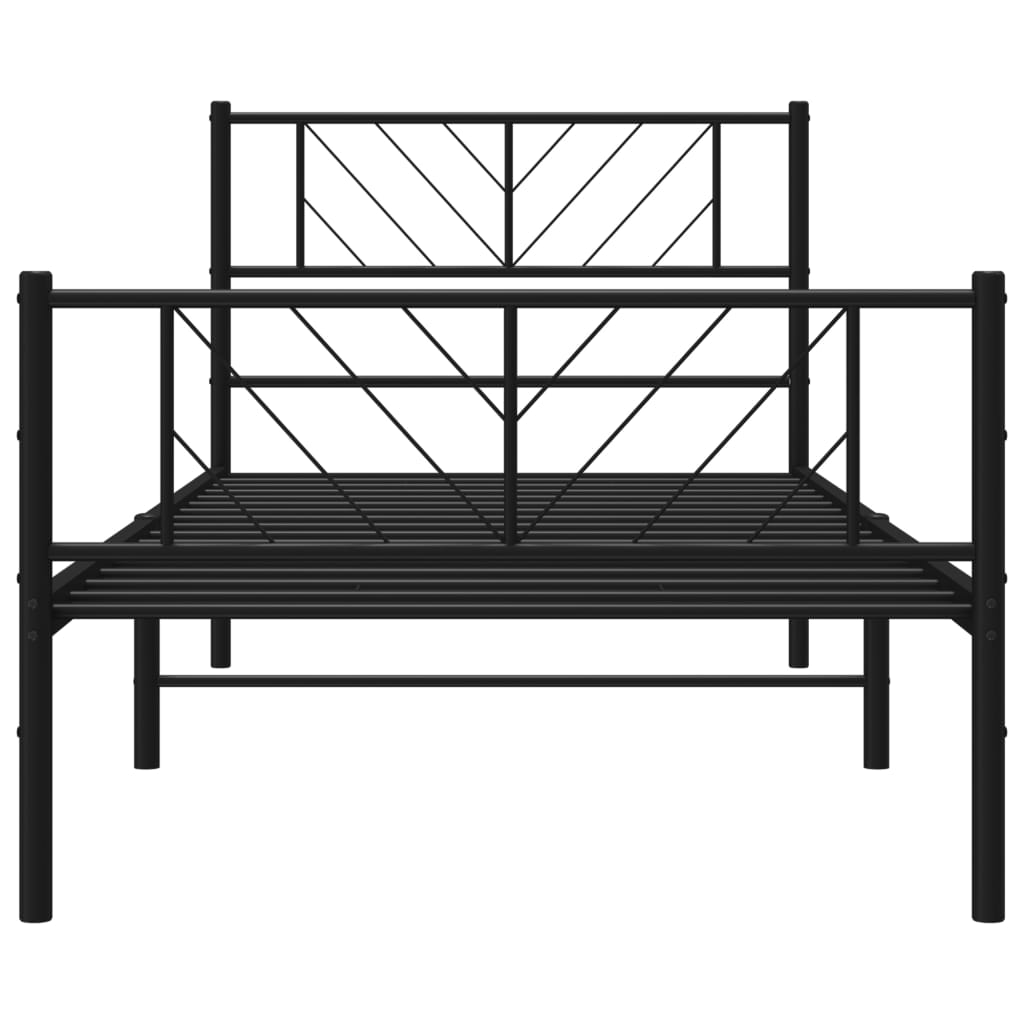 Metal Bed Frame without Mattress with Footboard Black 107x203 cm King Single